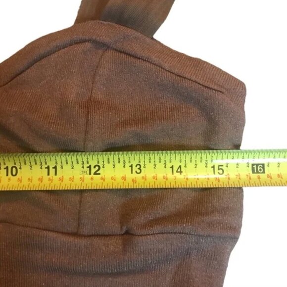 Anthropologie Dolan Two Piece Crop Top Shorts Set L NWOT Brown Shimmer Lounge - Picture 9 of 12